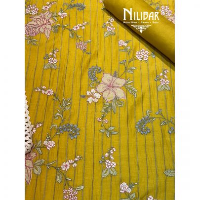 Sunflower Yellow Cotton Unstitched Suit