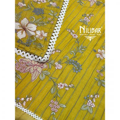 Sunflower Yellow Cotton Unstitched Suit