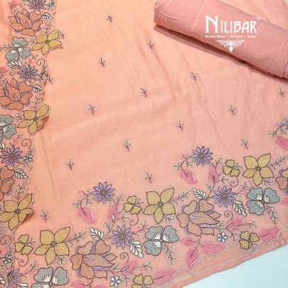 Light Peach Cotton Unstitched Suit