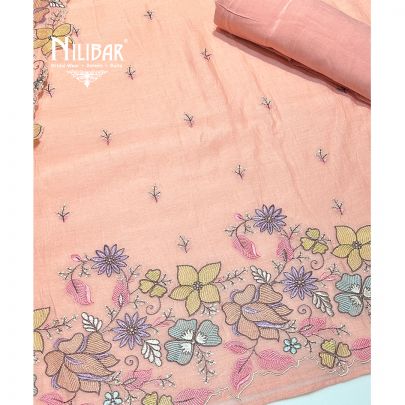 Light Peach Cotton Unstitched Suit