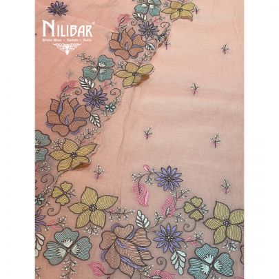 Light Peach Cotton Unstitched Suit