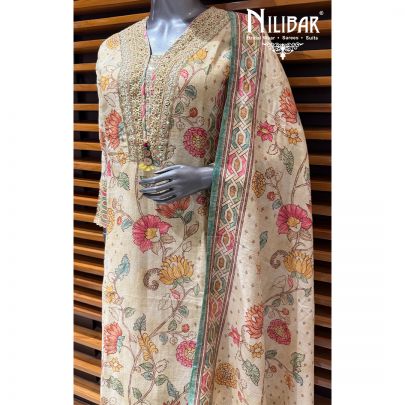 Lemon Cotton Long Shirt Paired With Pants & Dupatta