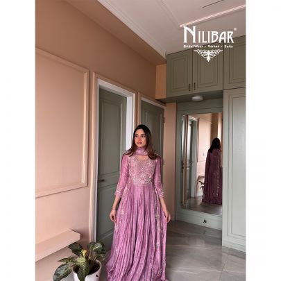Onion Pink Long Length Anarkali Suit