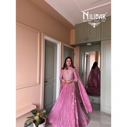 Onion Pink Long Length Anarkali Suit