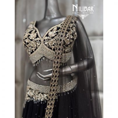 Black Net Chinnon Lehenga