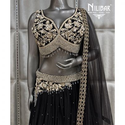 Black Net Chinnon Lehenga