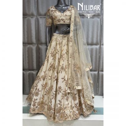 Milky White Lame Silk Lehenga
