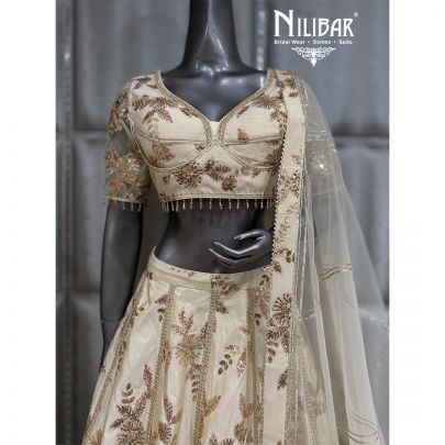Milky White Lame Silk Lehenga