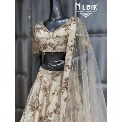 Milky White Lame Silk Lehenga