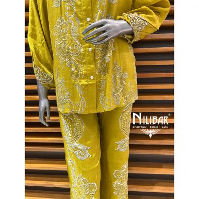 Apple Green Modal Silk Printed Summer Suit