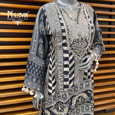 Black & White Modal Printed Summer Suit