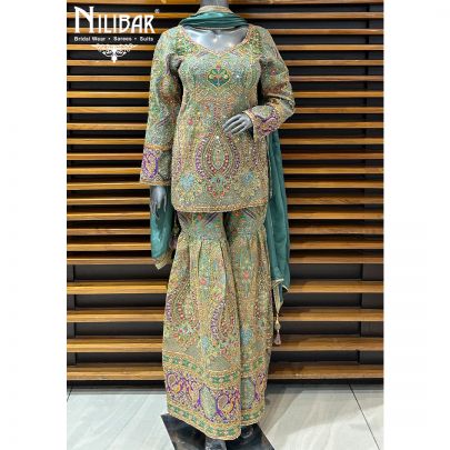 Multicolor Silk Garara Suit