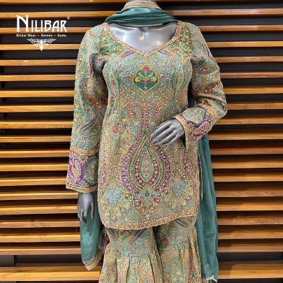 Multicolor Silk Garara Suit