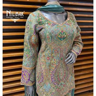 Multicolor Silk Garara Suit