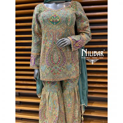 Multicolor Silk Garara Suit