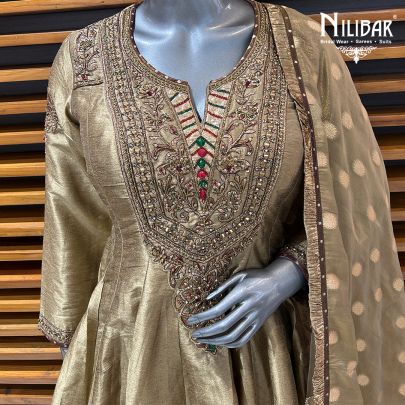 Gold Silk Peplum Suit