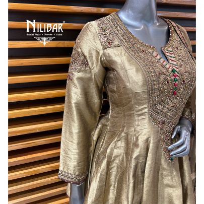 Gold Silk Peplum Suit
