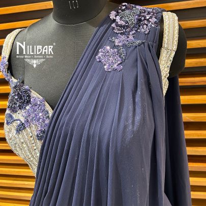 Heather Purple Lycra Drape Saree