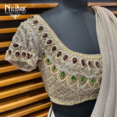 Beige Gold Lycra Drape Saree