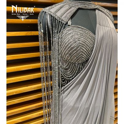 Gray Lycra Drape Saree