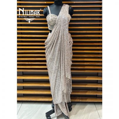 Champagne Gold Lycra Drape Saree