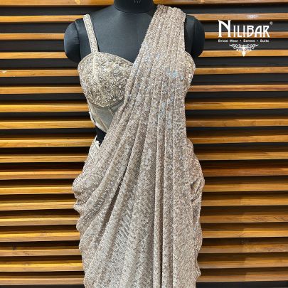 Champagne Gold Lycra Drape Saree