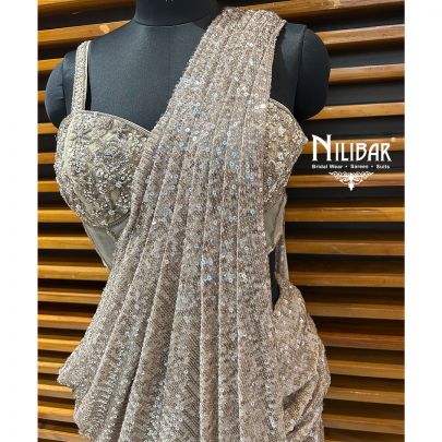 Champagne Gold Lycra Drape Saree