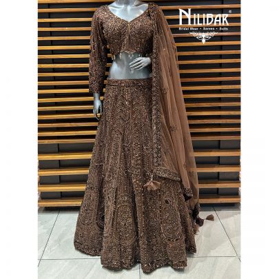 Brown Net Lehenga