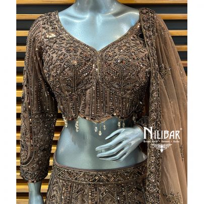 Brown Net Lehenga