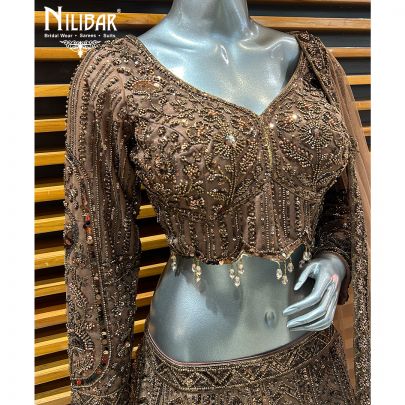 Brown Net Lehenga