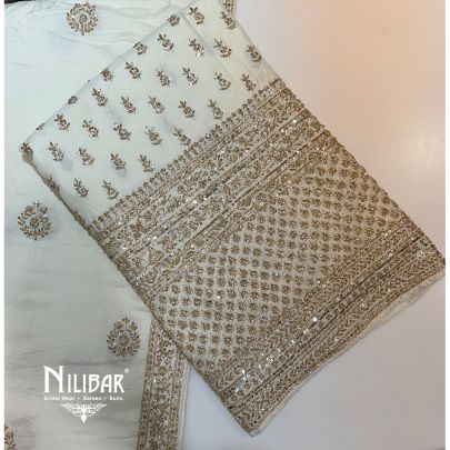 Off White Silk Unstitched Suit