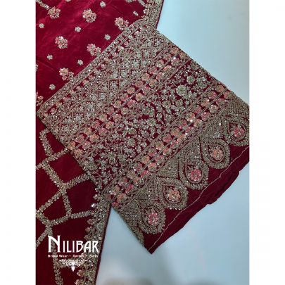 Mehroon Crepe Unstitched Suit