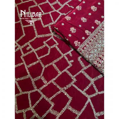 Mehroon Crepe Unstitched Suit