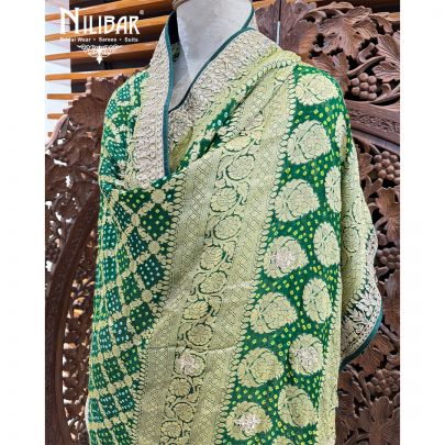 Green Georgette Embroidered Dupatta