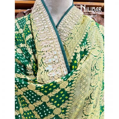 Green Georgette Embroidered Dupatta