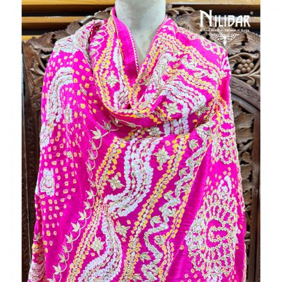 Pink Silk Embroidered Dupatta