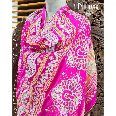 Pink Silk Embroidered Dupatta
