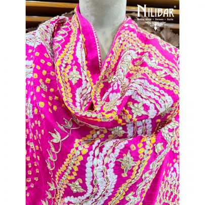 Pink Silk Embroidered Dupatta