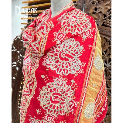 Red Silk Embroidered Dupatta