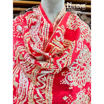 Red Silk Embroidered Dupatta