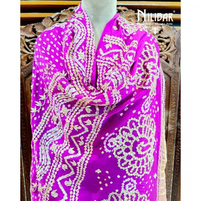 Purple Silk Embroidered Dupatta