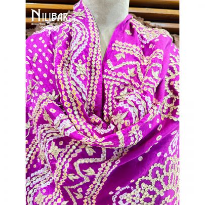 Purple Silk Embroidered Dupatta
