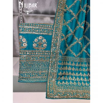 Blue Silk Unstitched Suit