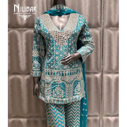 Sky Blue Georgette Bell Bottom Style Pants