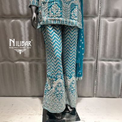 Sky Blue Georgette Bell Bottom Style Pants