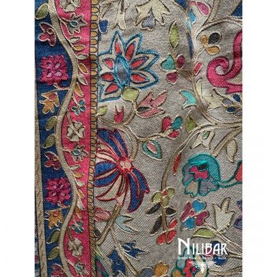 Grey Pashmina Embroidered Shawl