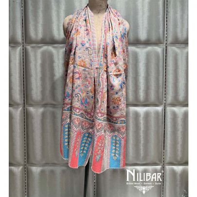 Grey Pashmina Embroidered Shawl