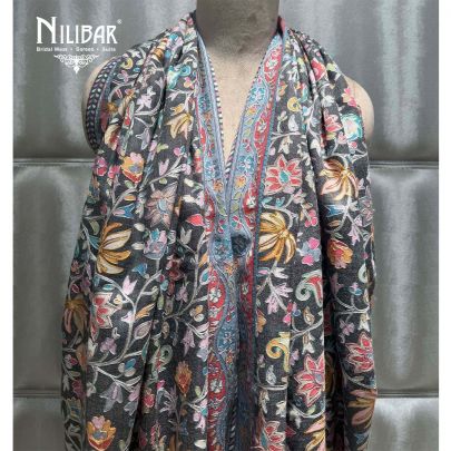 Black Pashmina Embroidered Shawl