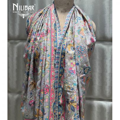 Grey Pashmina Embroidered Shawl