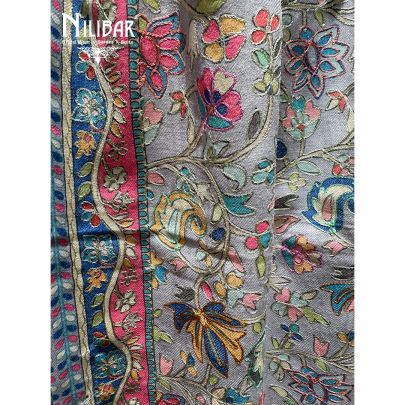 Grey Pashmina Embroidered Shawl